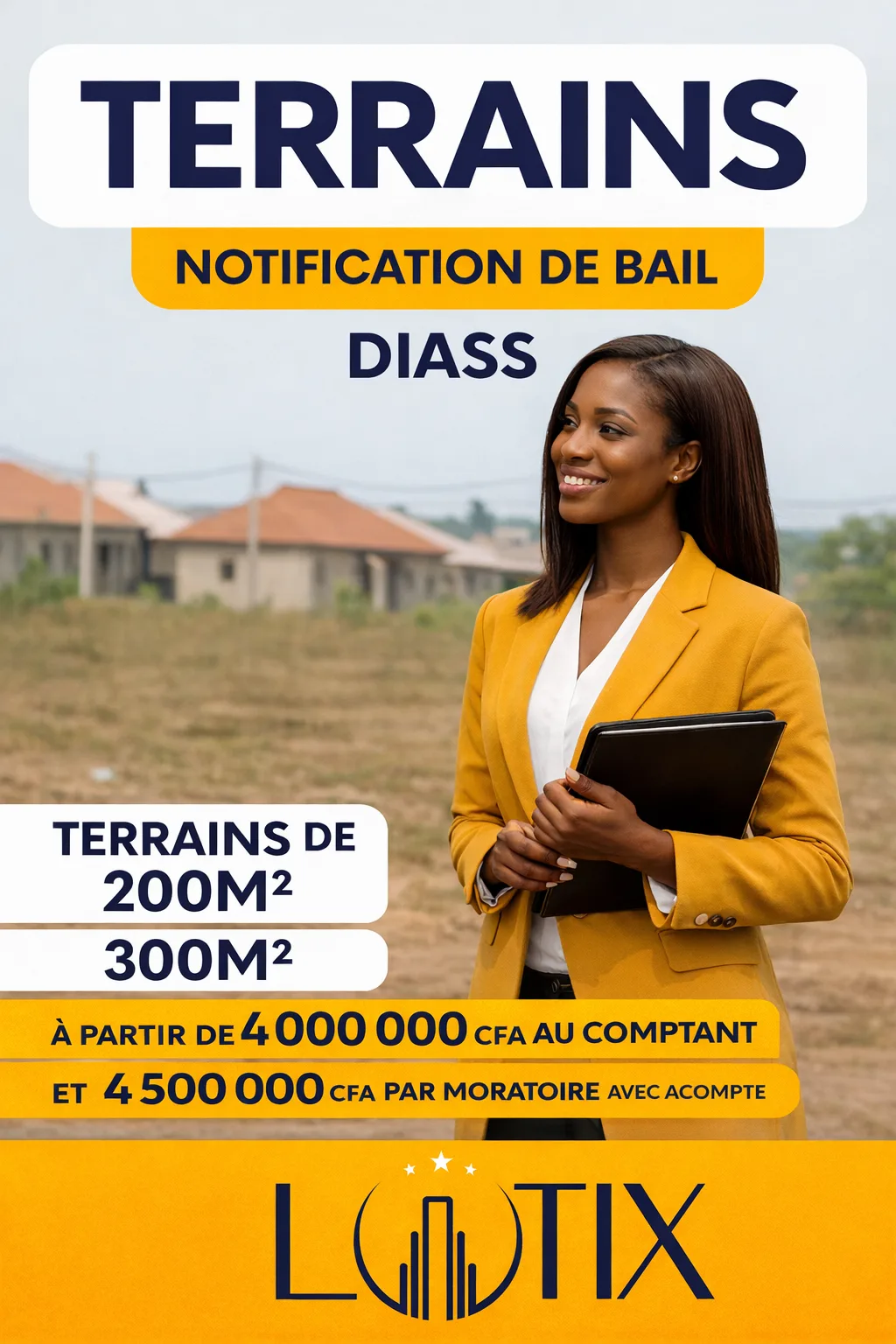 Terrains de 200m2 et 300m2 à Diass, sortie 13 du péage, 8 minutes de l'aéroport
