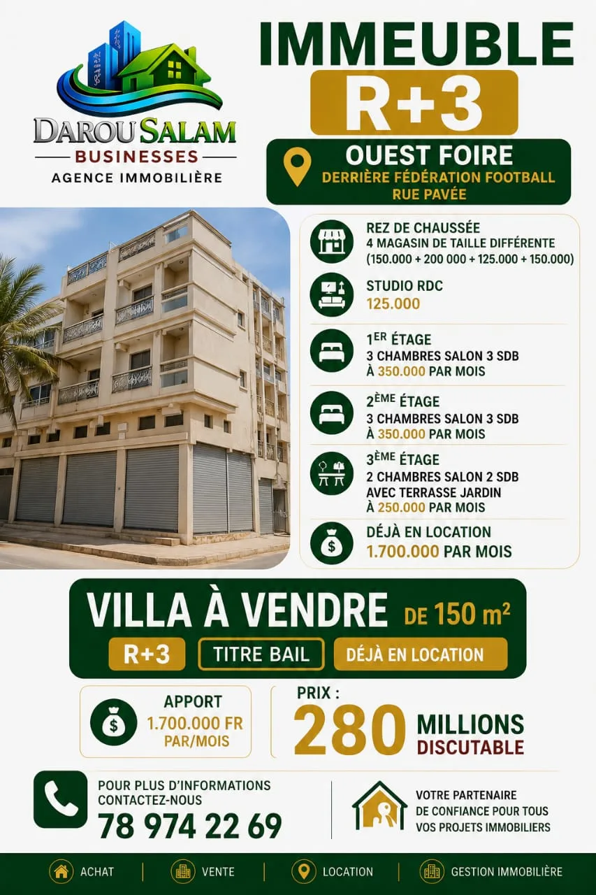 Immeuble R+3 à vendre