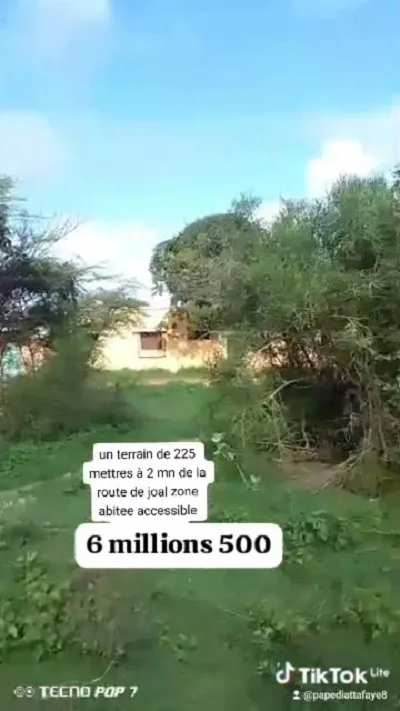 Terrain à vendre 225 m² – Route de Joal